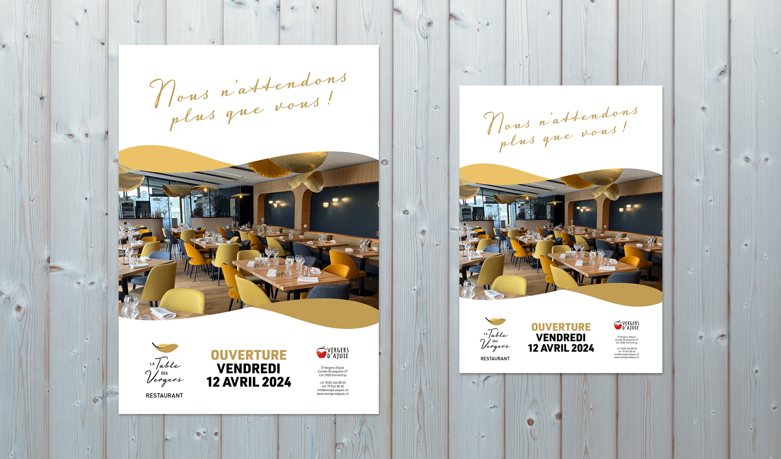 Design Affiche et Flyer Ouverture- restaurant Table Vergers O vergers Ajoie Annick Woungly