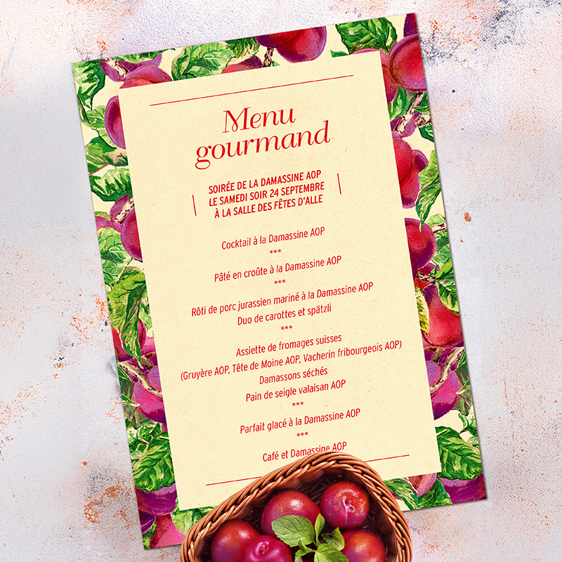 Fete Damassine Graphisme Menu Annick Woungly Designer